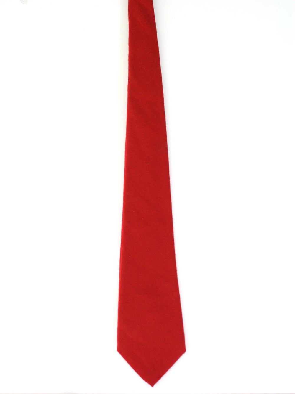 Vintage 1960s Essex Row Red Lambswool Skinny Tie 3.25" Wool Necktie